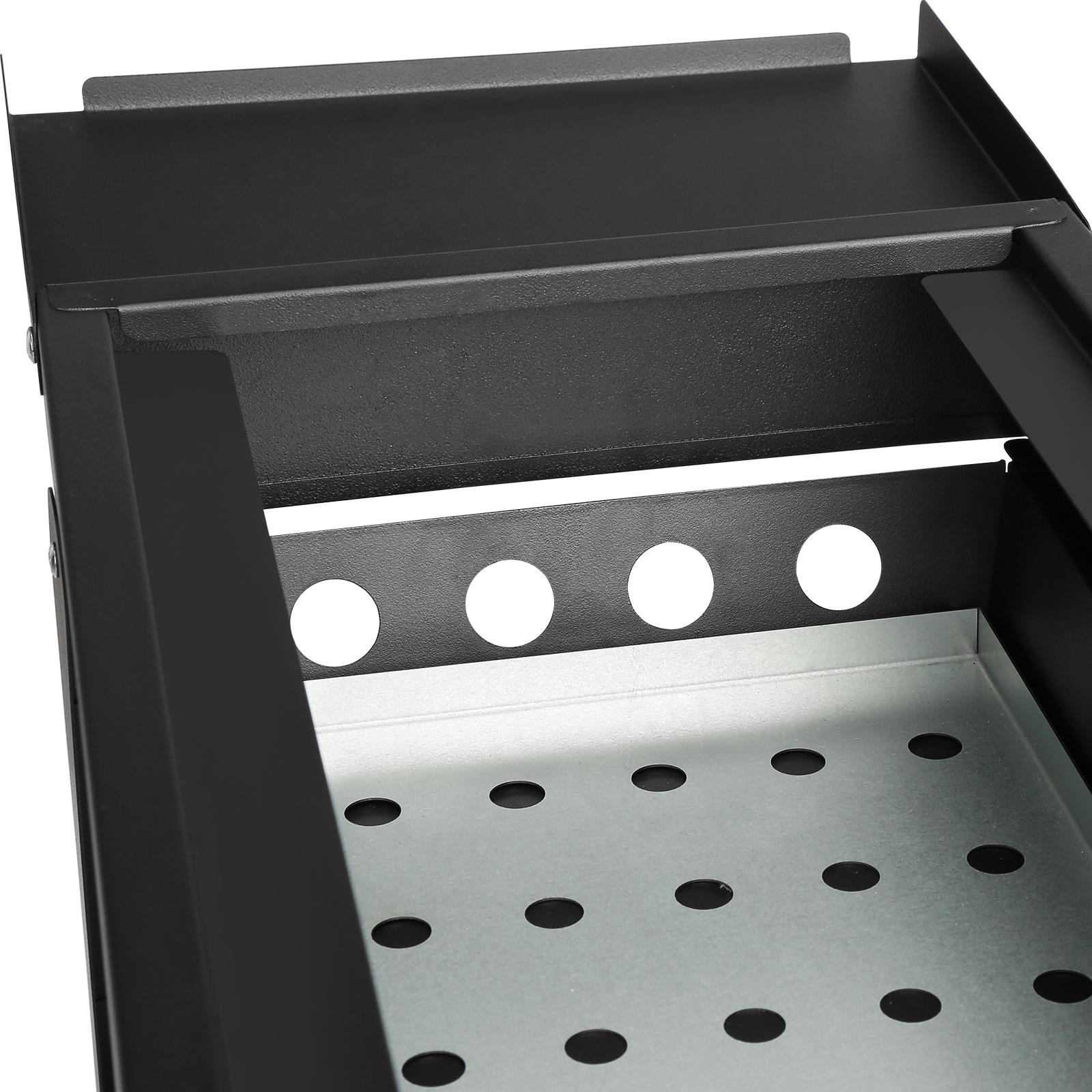 stainless steel grilling area with ventilation holes in VEVOR portable charcoal grill.