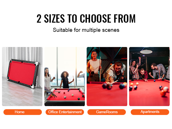 VEVOR billiards table for home, office entertainment, game rooms, and apartments. two sizes available.