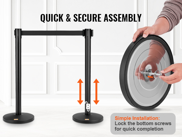 quick & secure setup of VEVOR crowd control stanchions with simple installation instructions.