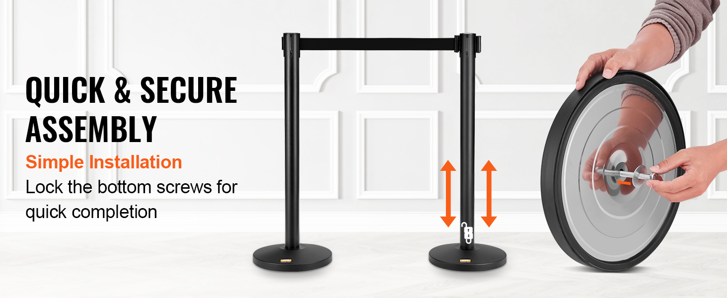 quick & secure setup of VEVOR crowd control stanchions with simple installation instructions.