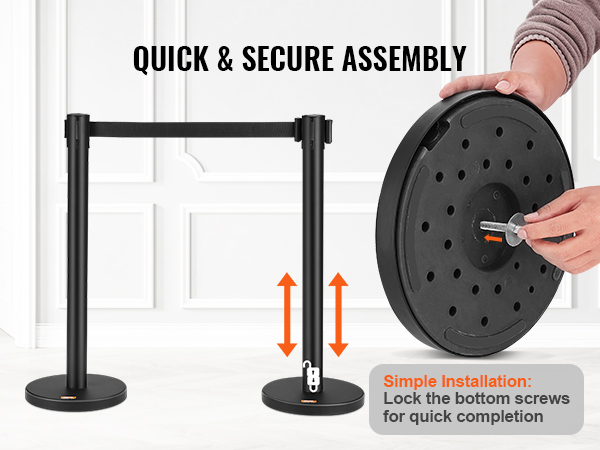 quick and secure assembly of VEVOR crowd control stanchions with simple installation instructions.