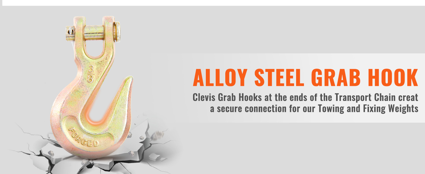 грейфер из легированной стали с заостренной конструкцией для надежной буксировки и фиксации грузов. Транспортная связующая цепь VEVOR.