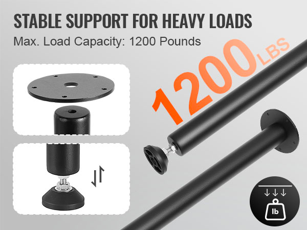 VEVOR adjustable desk legs with 1200 lbs load capacity offer stable support for heavy loads.