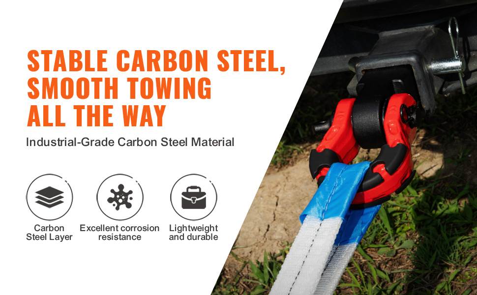 VEVOR trailer hitch receiver, carbon steel, corrosion-resistant, durable, lightweight, smooth towing.