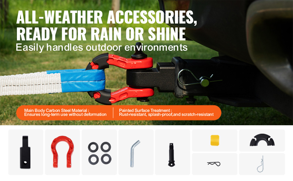 all-weather VEVOR trailer hitch receiver handling outdoor environments with rust and scratch resistance.