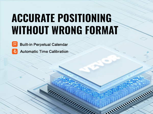 точное позиционирование часов VEVOR time со встроенным вечным календарем и автоматической калибровкой времени.
