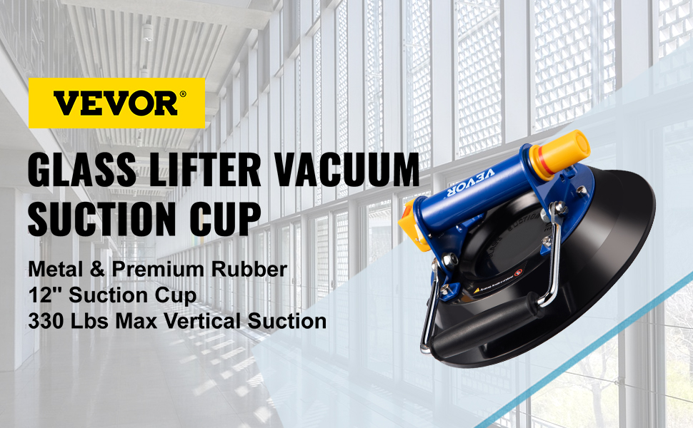 VEVOR glass lifting vacuum suction cup with metal & premium rubber, 12