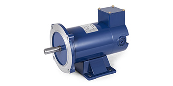 blue VEVOR dc motor with a metal shaft and mounting bracket.