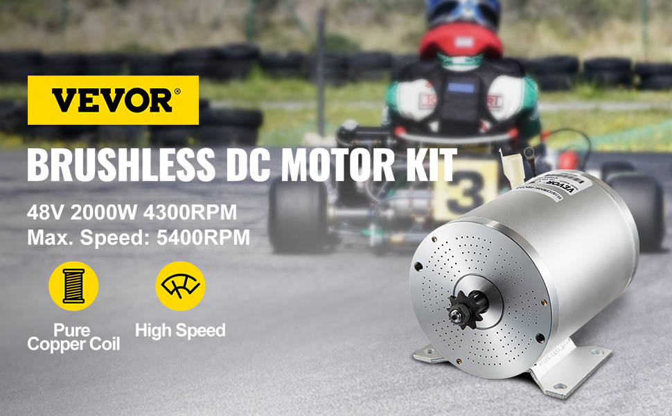 VEVOR 2000w brushless motor kit with high-speed copper coil for go-kart racing.