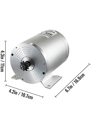 VEVOR 2000w brushless motor with dimensions of 4.3x4.2x6.7 inches.