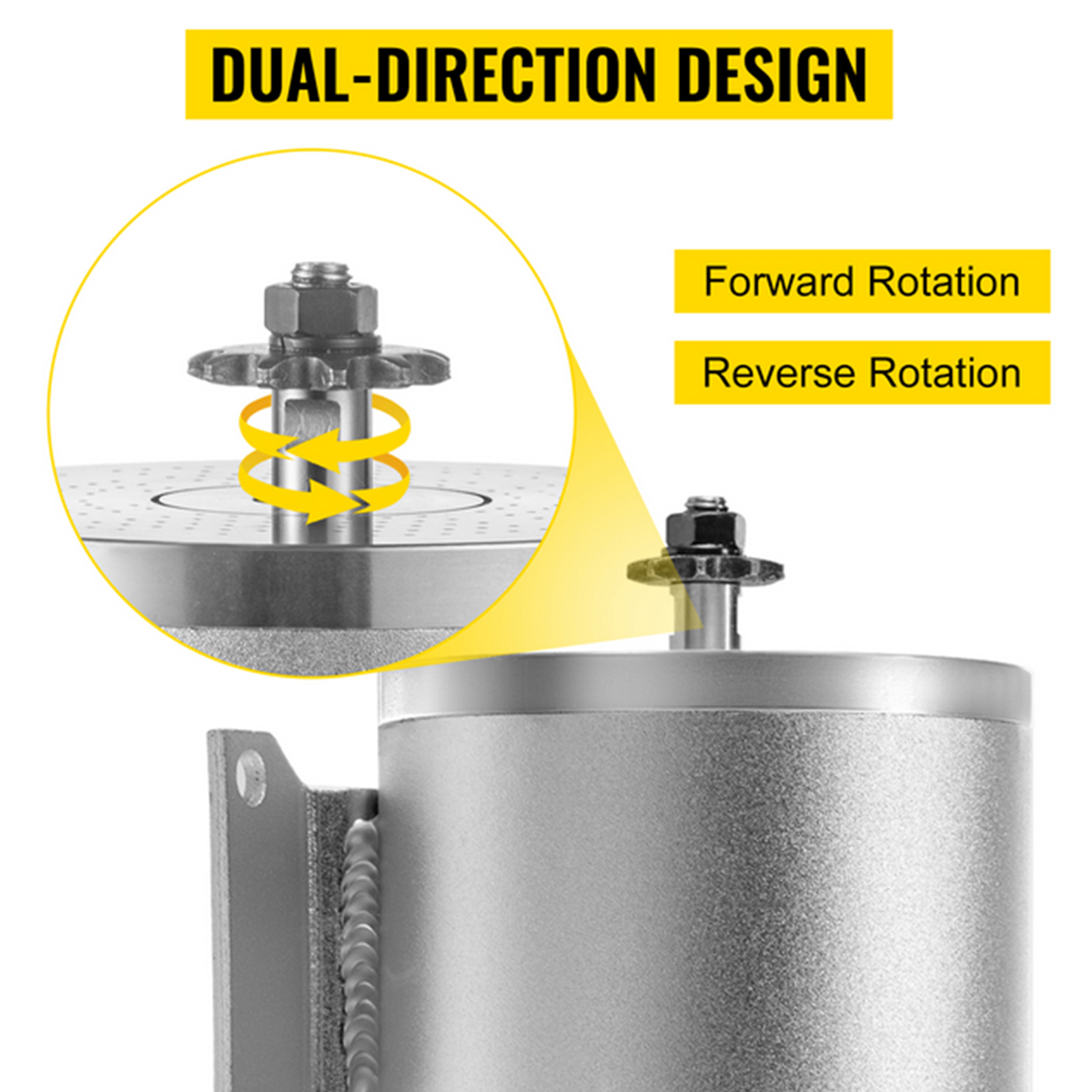 dual-direction design of VEVOR electric brushless dc motor with forward and reverse rotation.