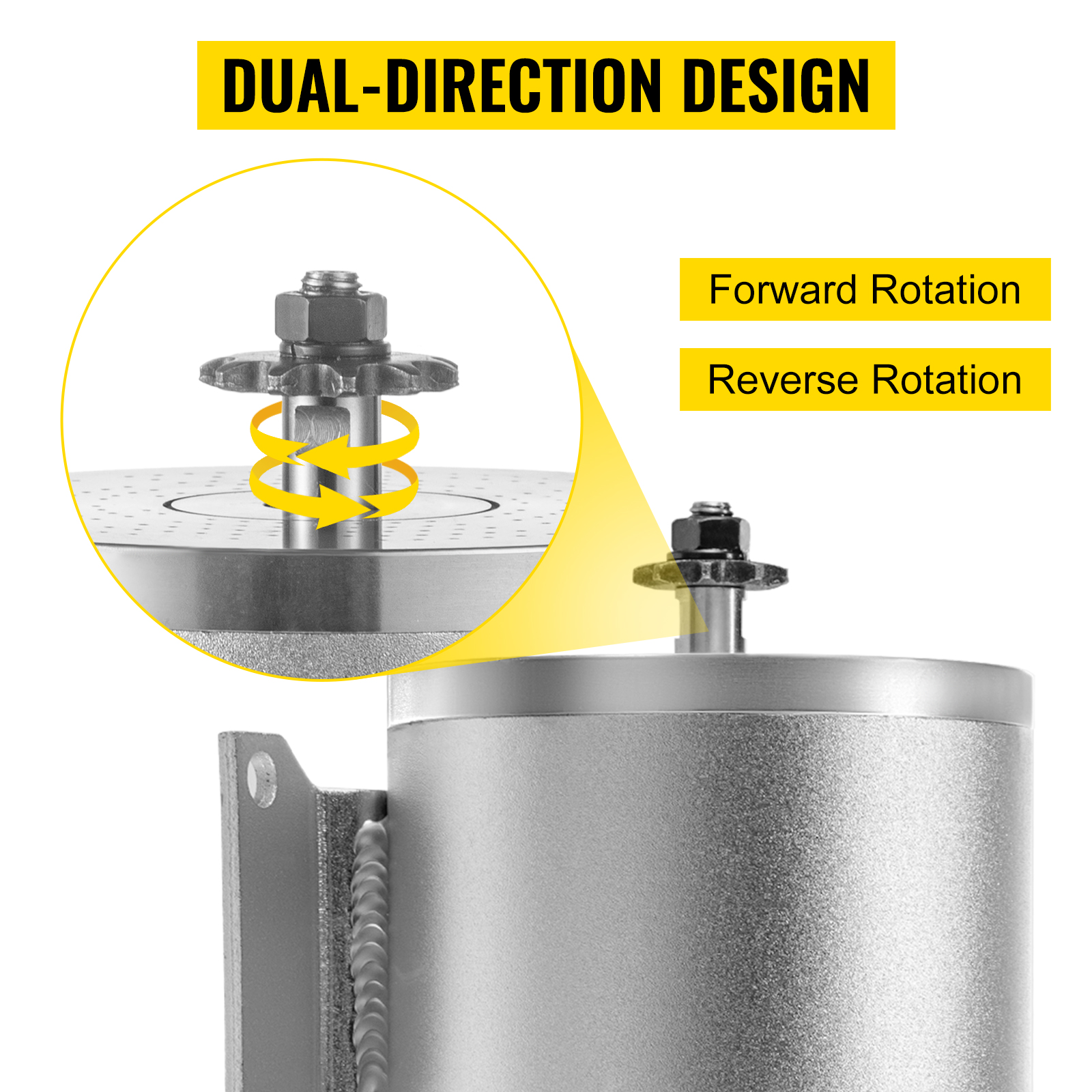 dual-direction VEVOR electric brushless dc motor with forward and reverse rotation.