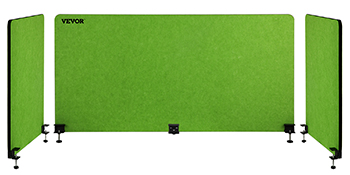VEVOR desk divider in vibrant green with adjustable clamps for stability.