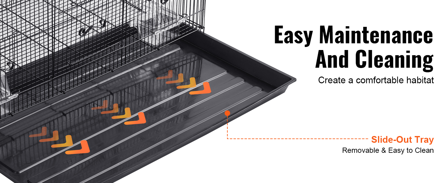 VEVOR bird cage with slide-out tray for easy maintenance and cleaning, ensuring a comfortable habitat.