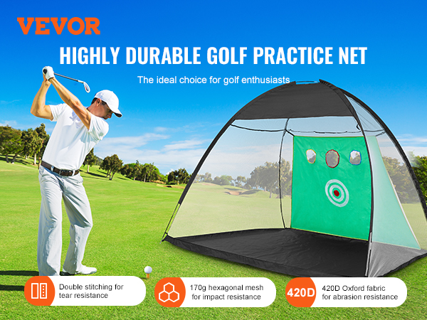 highly durable VEVOR golf practice net with hexagonal mesh and oxford fabric, ideal for golf enthusiasts.