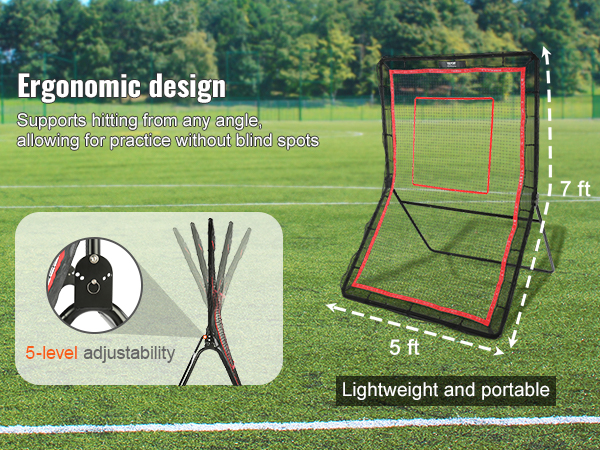 VEVOR lacrosse rebounder on a field with 5-level adjustability and ergonomic design for versatile practice.