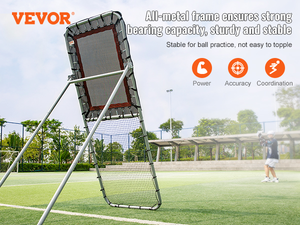 VEVOR lacrosse rebounder with all-metal frame, ideal for power, accuracy, and coordination training.