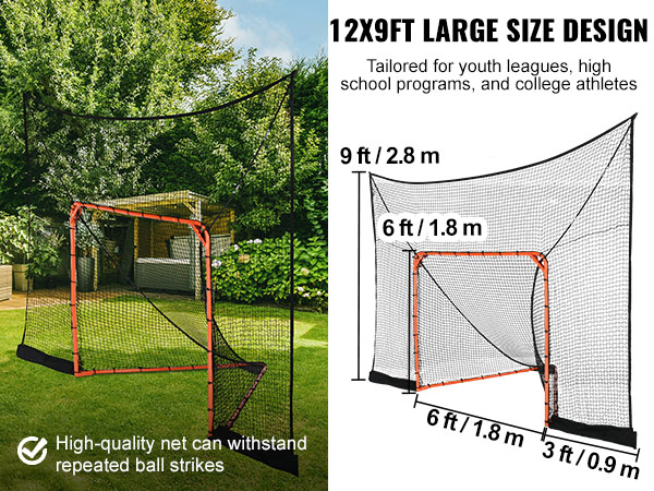 lacrosse player practicing with VEVOR lacrosse goal backstop in backyard, featuring a high-quality net.