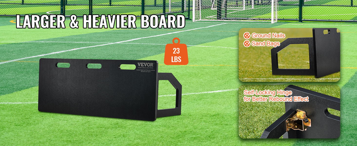 VEVOR soccer rebounder board, 23 lbs, larger and heavier with self-locking hinge for optimal rebound.