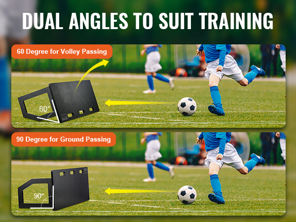 dual angles for volley and ground passing with the VEVOR soccer rebounder board. training made easy.