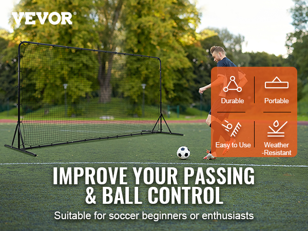 VEVOR soccer rebounder net for improving passing and ball control, ideal for soccer beginners.