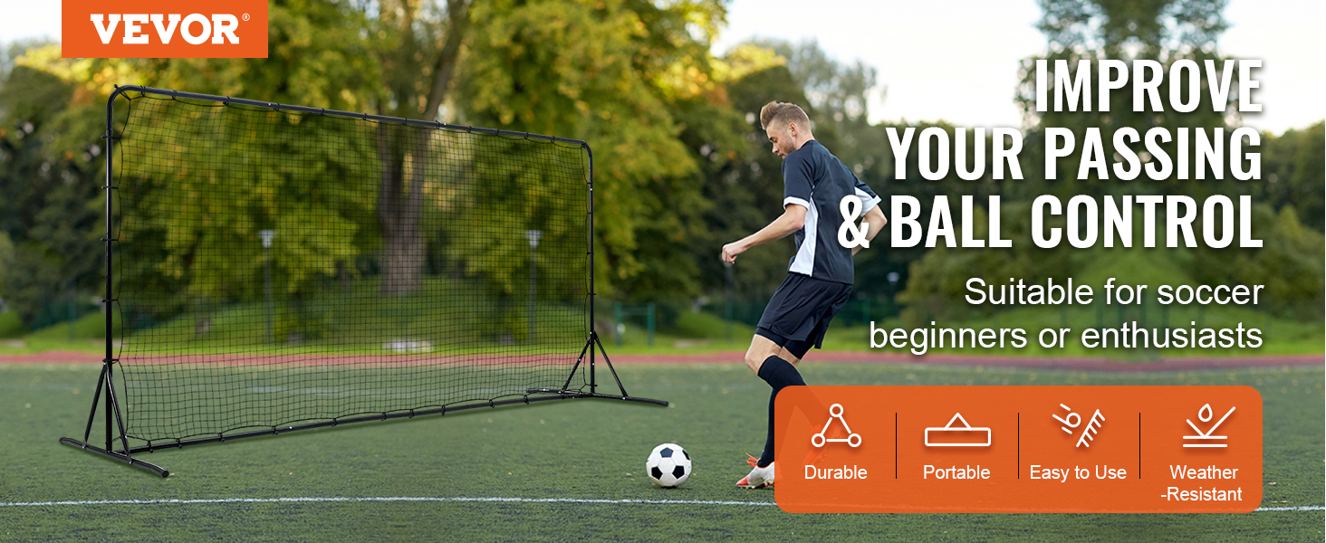 VEVOR soccer rebounder net for improving passing and ball control, ideal for soccer beginners.