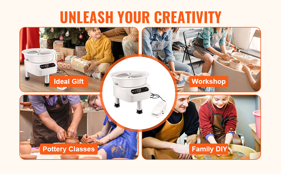 unleash creativity with VEVOR pottery wheel—ideal gift, pottery classes, workshops, and family diy.