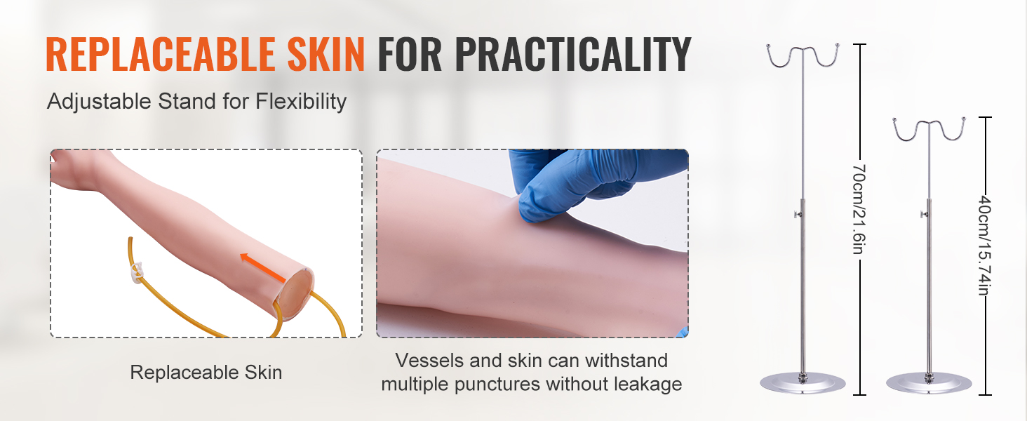 VEVOR phlebotomy practice kit with adjustable stand and replaceable skin for practical training.
