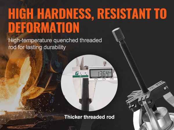 high hardness, heat-resistant VEVOR gear puller set with thicker threaded rod for lasting durability.