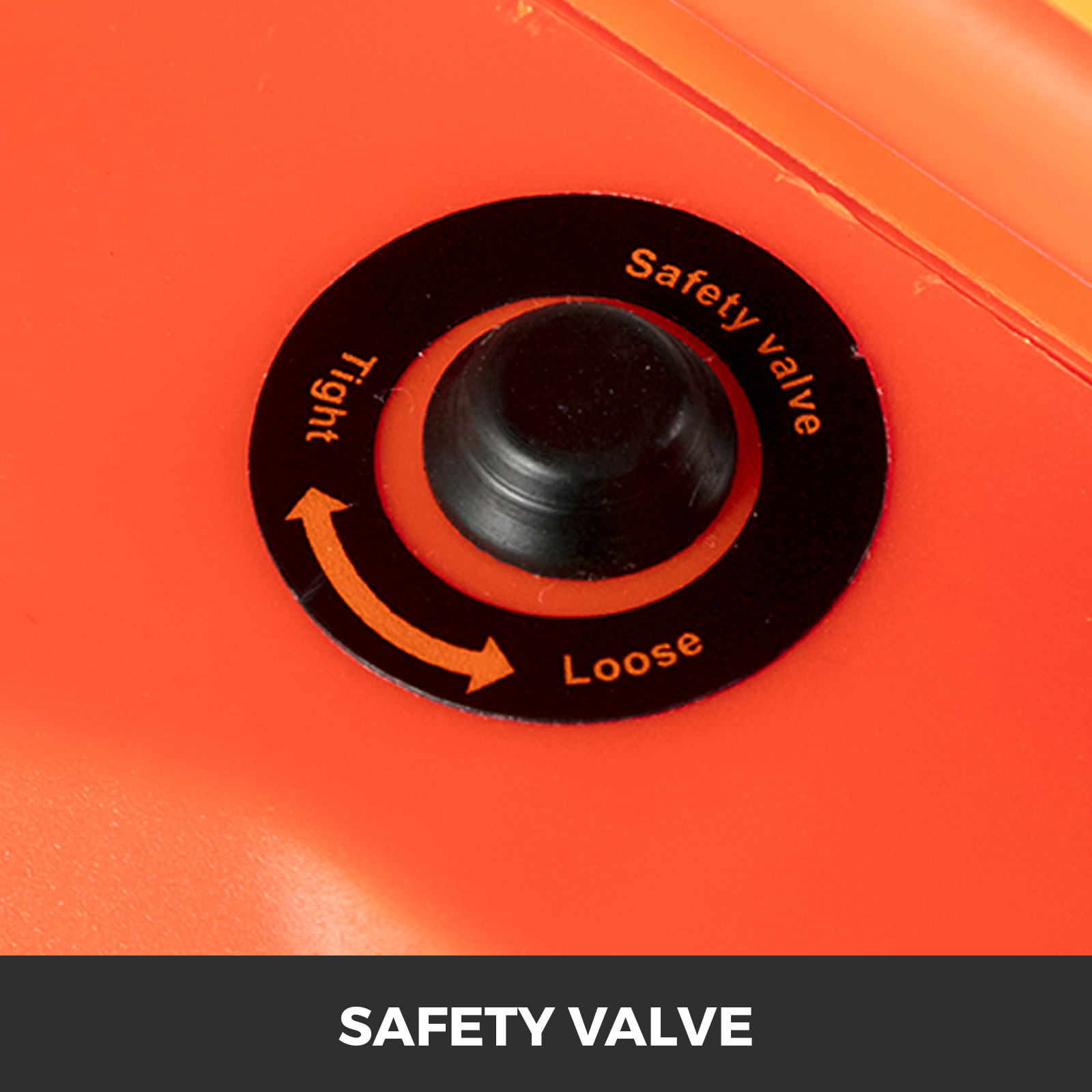 close-up of the safety valve on a VEVOR electric car jack.