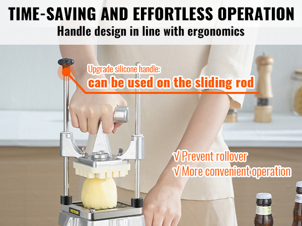 person using VEVOR vegetable chopper with ergonomic handle in a modern kitchen.