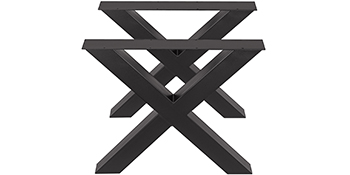 black VEVOR steel table legs in an intersecting x-shape design.