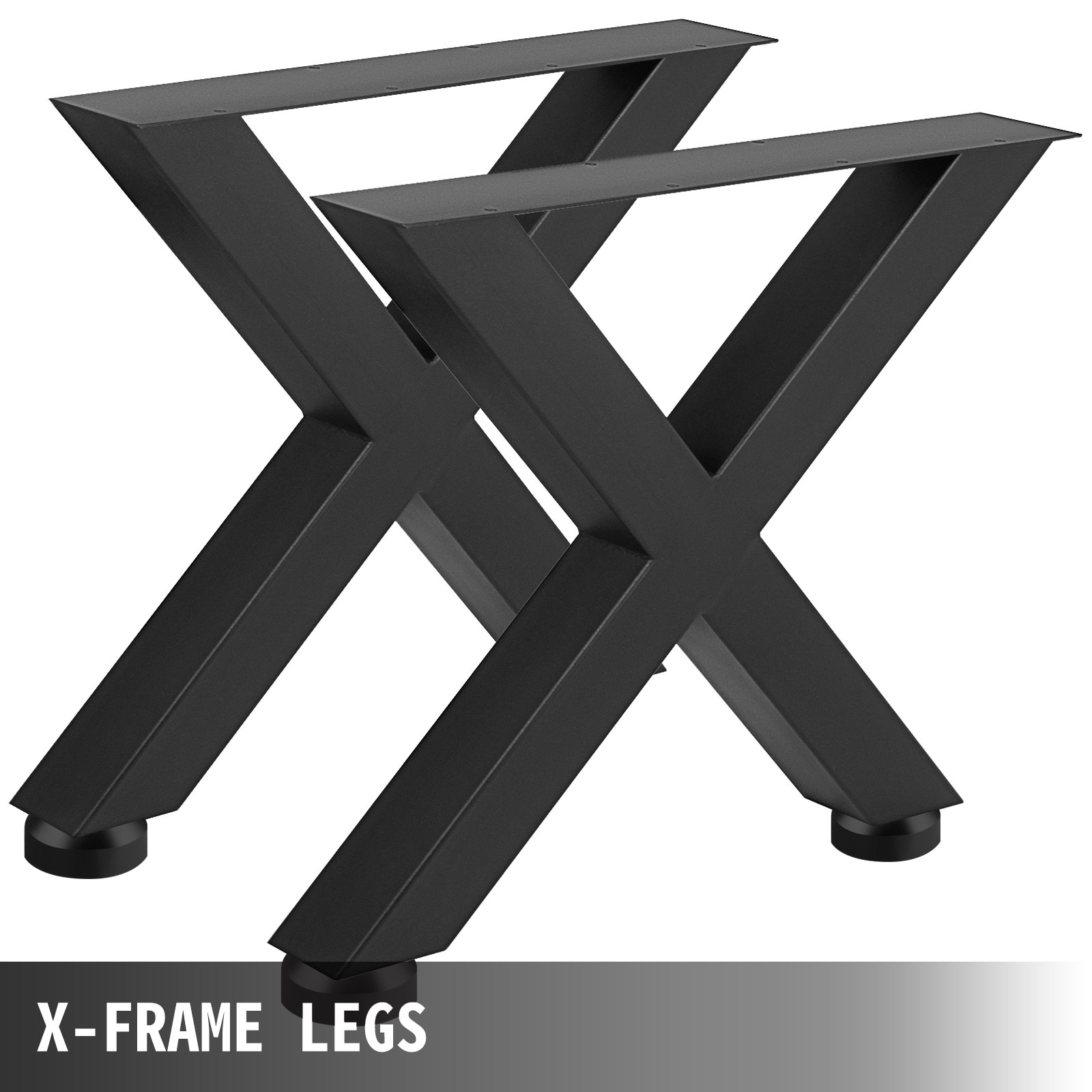 black VEVOR steel table legs in an x-frame design, suitable for a sturdy table base.
