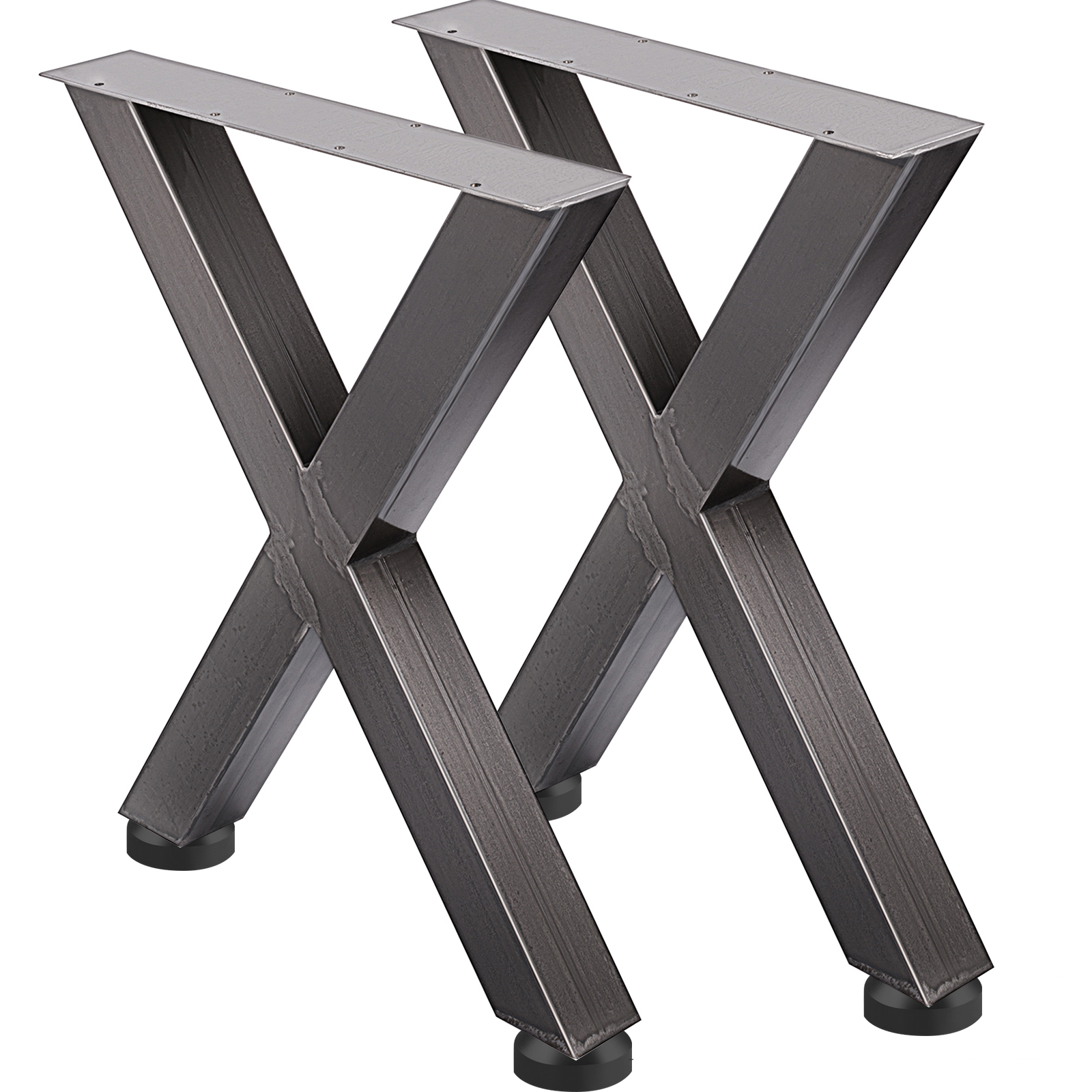 pair of black VEVOR steel table legs in x-shape design.