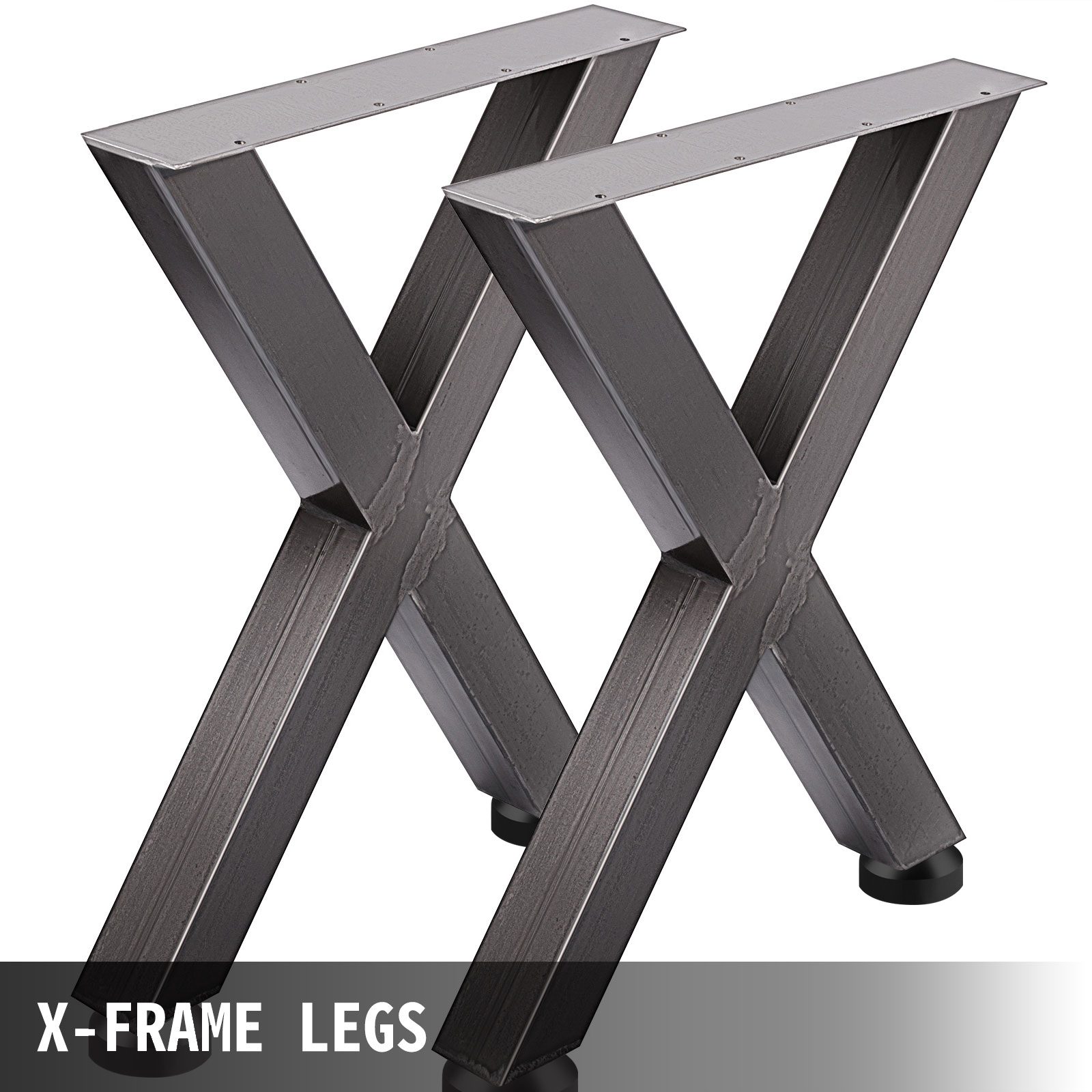 VEVOR steel table legs featuring x-frame design in a metallic finish.