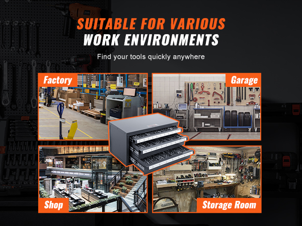 VEVOR drill bit organizer for factory, garage, shop, and storage room use. find your tools easily.