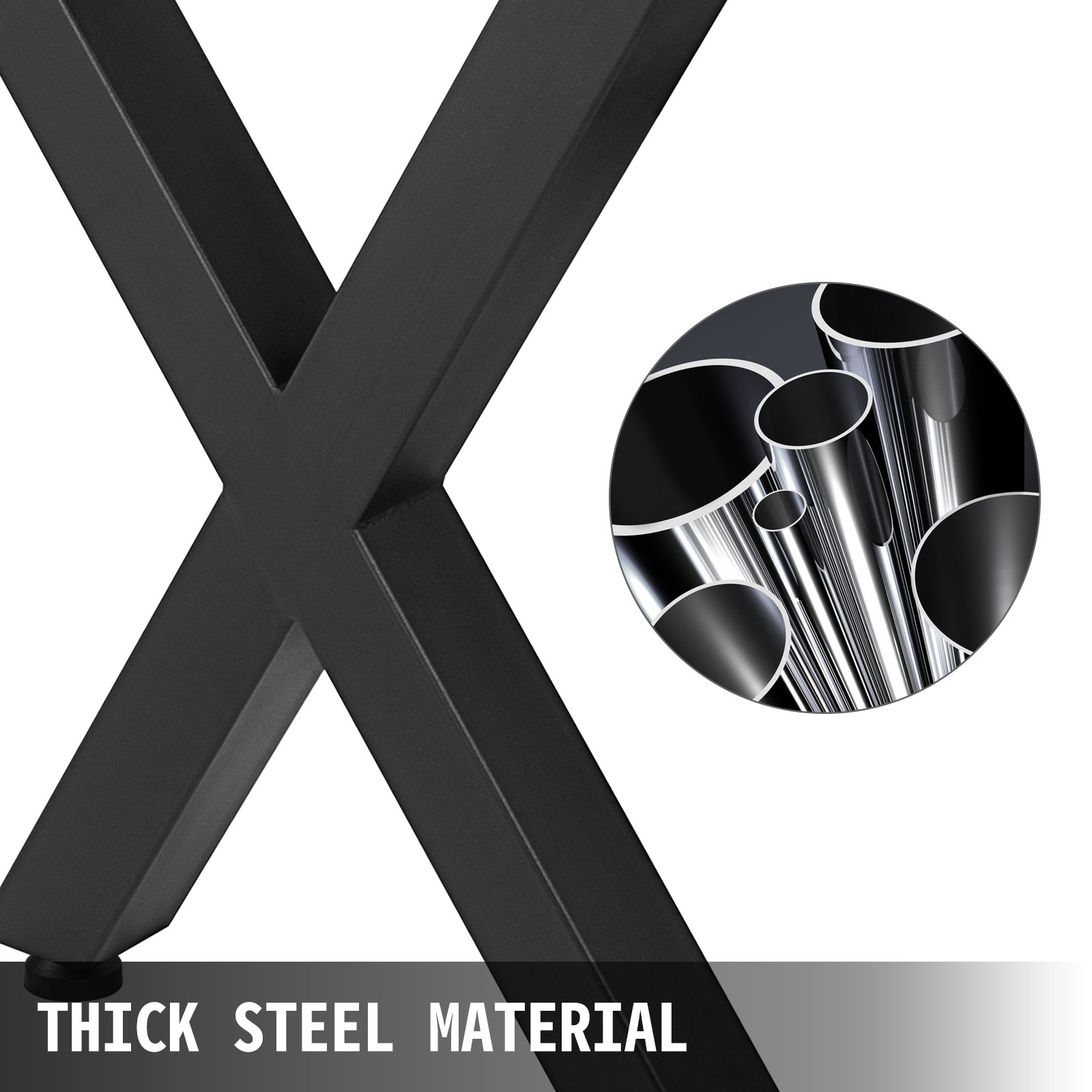 VEVOR steel table legs, showcasing thick steel material and modern design.