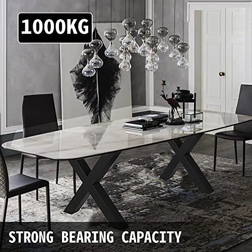 VEVOR steel table legs in dining room with glass table and chairs, 1000kg capacity.