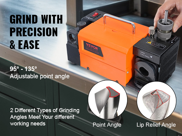 VEVOR drill bits sharpener with adjustable grinding angles for precision sharpening in various applications.