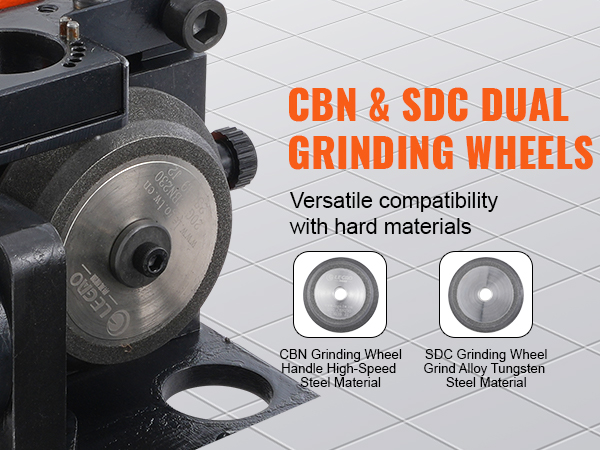 VEVOR drill bits sharpener with cbn and sdc dual grinding wheels for versatile hard material sharpening.