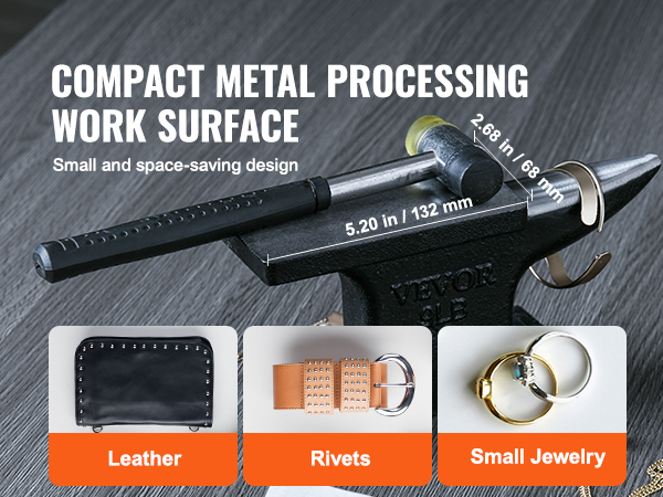 VEVOR anvil featuring compact work surface for leather, rivets, and small jewelry processing.