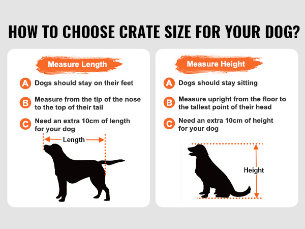 how to choose the right size VEVOR furniture style dog crate with length and height measurement tips.