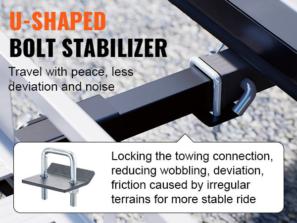 u-shaped bolt stabilizer for VEVOR hitch mount cargo carrier, ensuring stable towing with less noise and deviation.