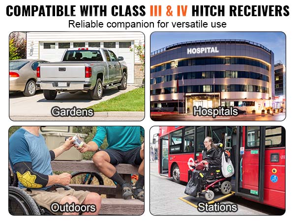 VEVOR hitch mount cargo carrier compatible with class iii & iv hitch receivers for versatile use in gardens, hospitals, outdoors