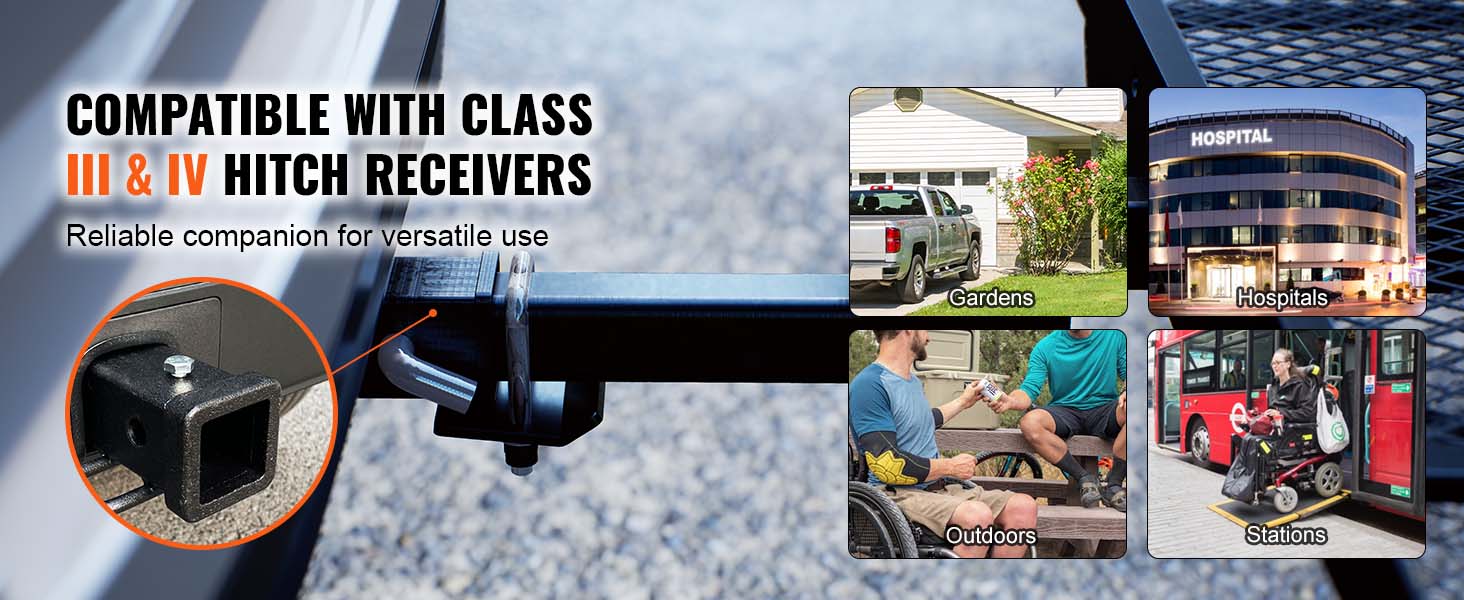 VEVOR hitch mount cargo carrier compatible with class iii & iv hitch receivers for versatile use in gardens, hospitals, outdoors