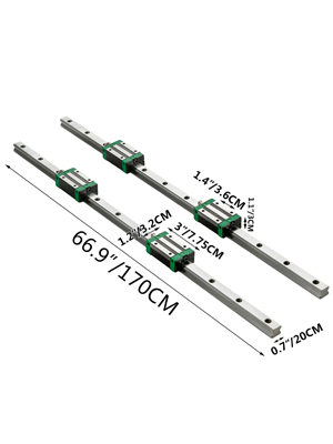 VEVOR linear rail kit with dual 170cm rails and sliding blocks featuring dimensions