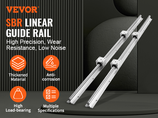 VEVOR sbr linear guide rail set with high precision, wear resistance, low noise, and anti-corrosion.
