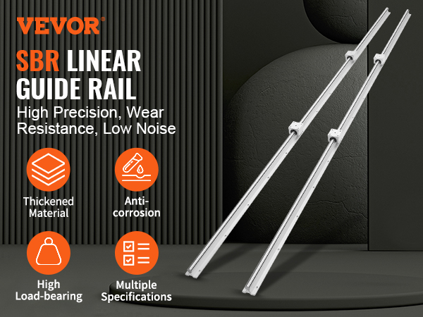 VEVOR cnc router linear rail set with high precision, wear resistance, low noise, and anti-corrosion.