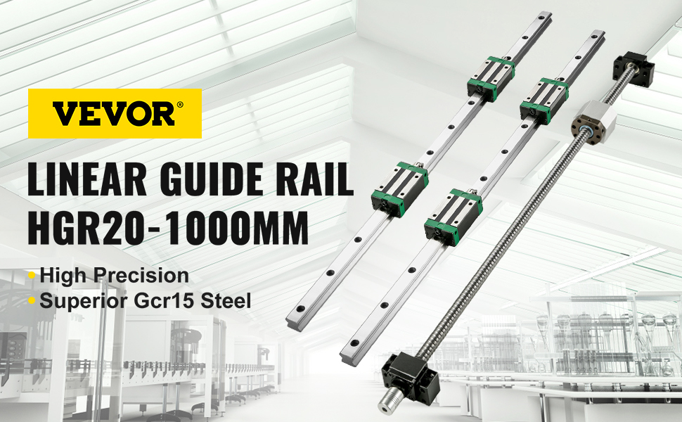 VEVOR linear guide rail hgr20-1000mm with high precision and superior gcr15 steel.