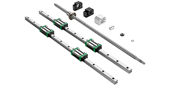 three VEVOR linear guide rails with ball screw and mounting accessories.